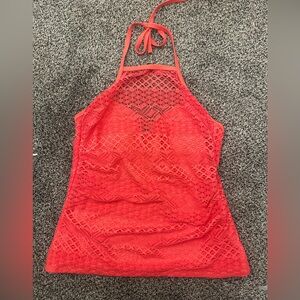 Coral Lace Halter Tankini Top. Women’s 10.